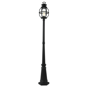 Brightstar LFL039 Black Outdoor Standing Lantern with Clear Glass (IP44, 2230mm)
