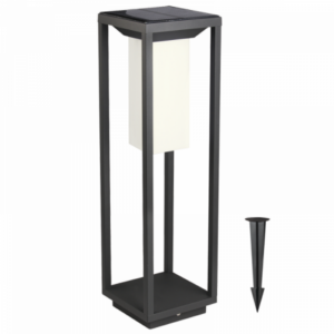 Brightstar LS021 Matt Black Die-Cast Aluminium Pillar Outdoor LED Solar Light with Sensor and Spike