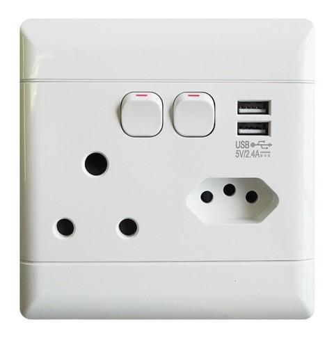 MR ELECTRIC SINGLE SWITCH SOCKET 1X5A 2XUSB 4X4