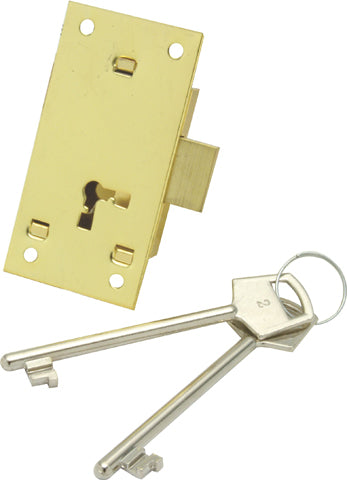 Mackie Lock Cupboard Brass 2L2K 75Mm Set