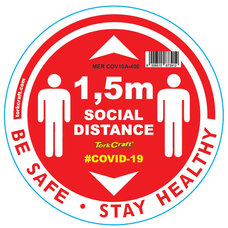 Red 1.5M Dbl Arrow Filled - 400Mm Round Social Distancing Graphic