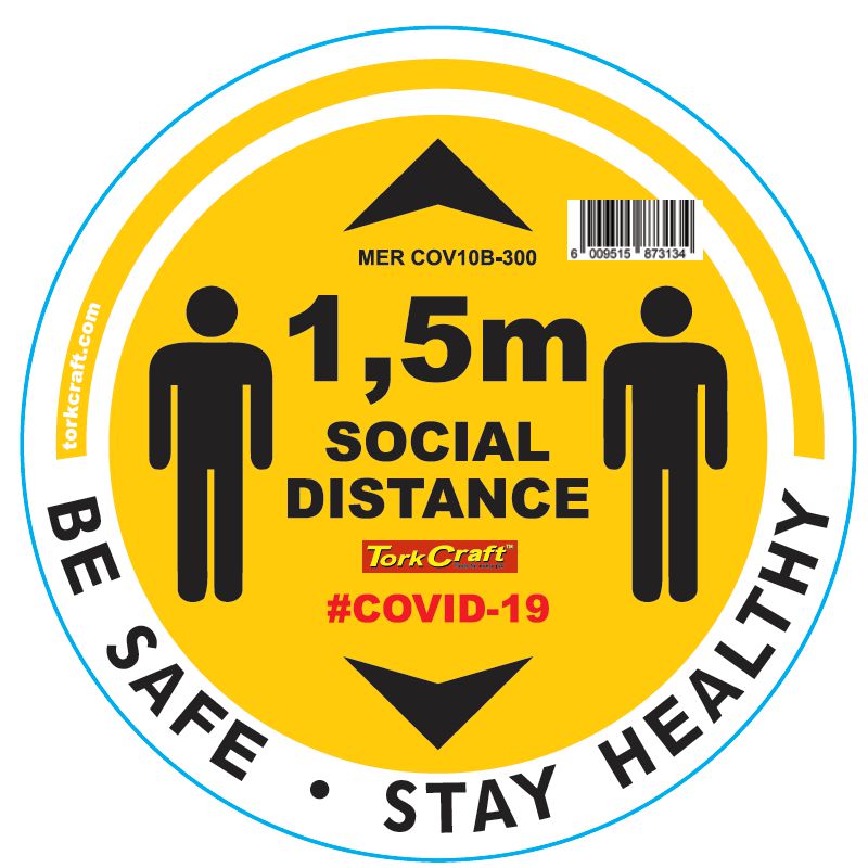 Yellow 1.5M Dbl Arrow Filled - 300Mm Round Social Distancing Graphic