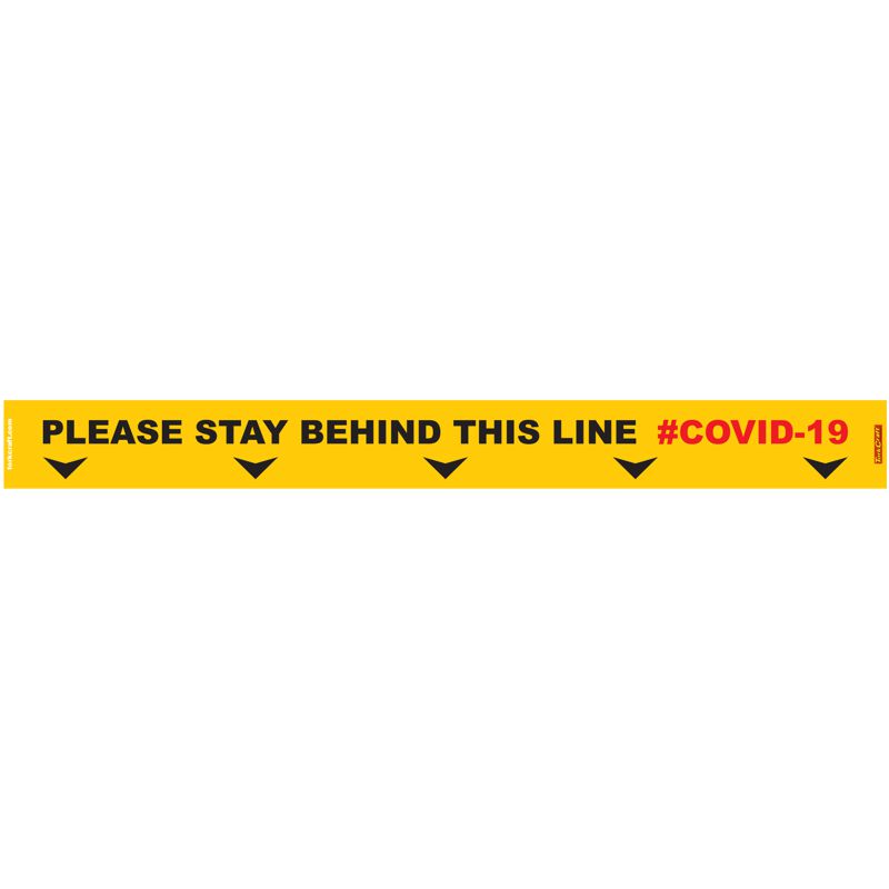 Yellow Stay Behind Line - 800Mm X 80Mm Social Distancing Strips