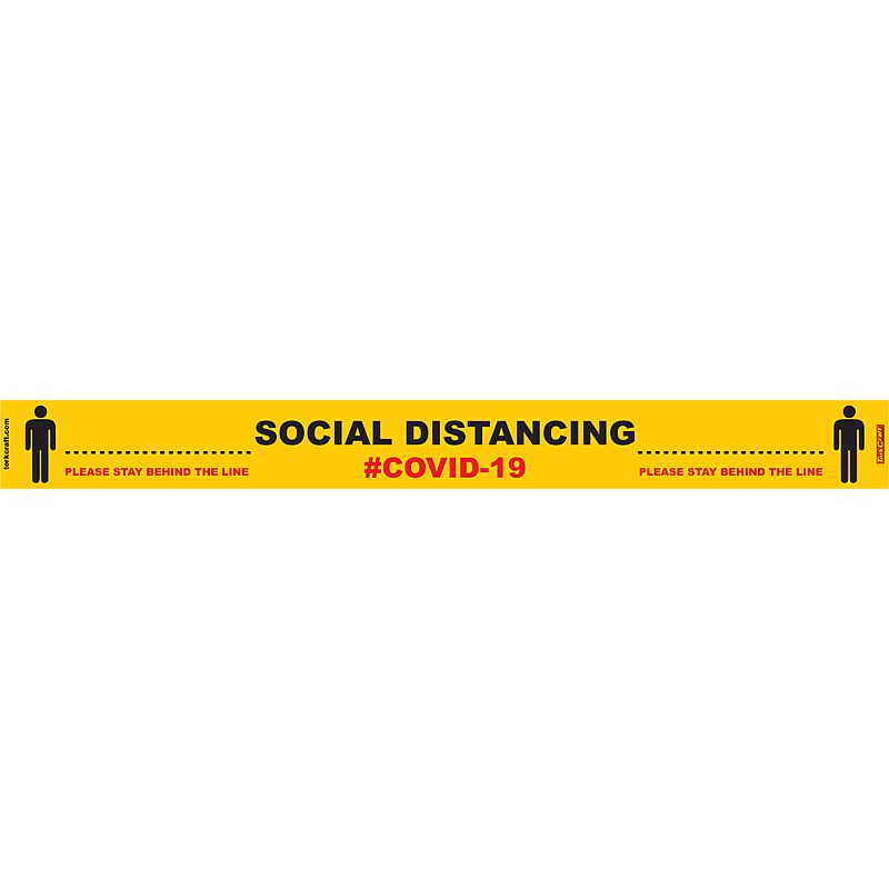 Yellow Behind Line - 800Mm X 80Mm Social Distancing Strips