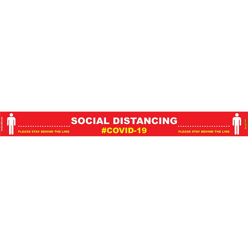 Red Behind Line - 800Mm X 80Mm Social Distancing Strips