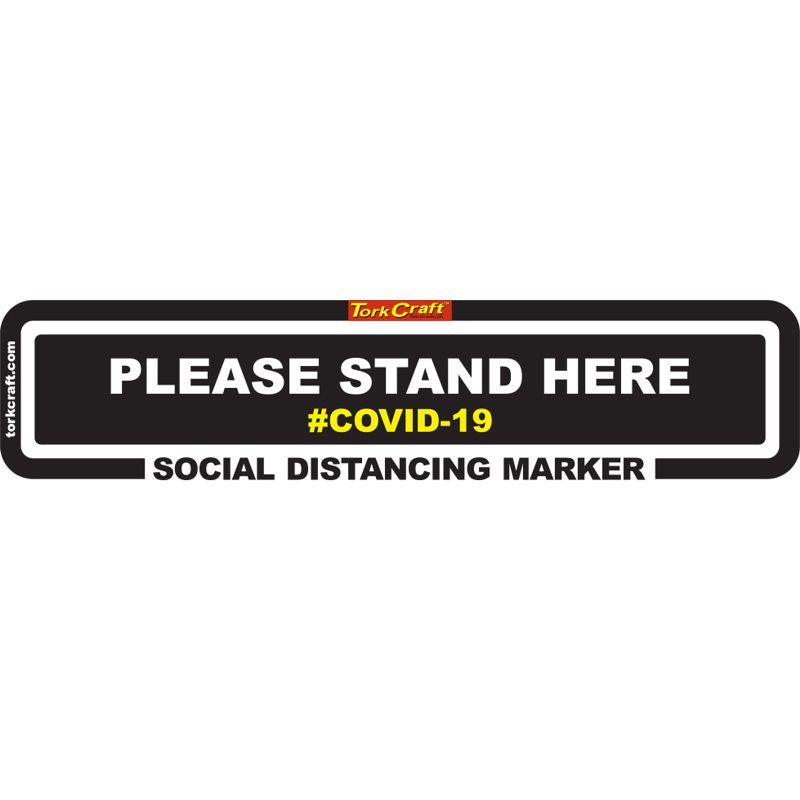 Black Stand Here - 450Mm X 110Mm Social Distancing Strips