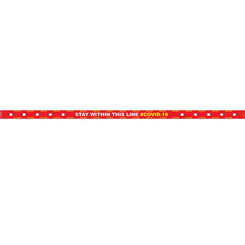 Red Stay Within This Line - 3000Mm X 100Mm Social Distancing Strips