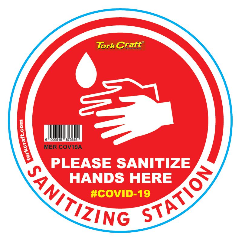 Red Sanitise Here - 170Mm Round Awareness Graphic