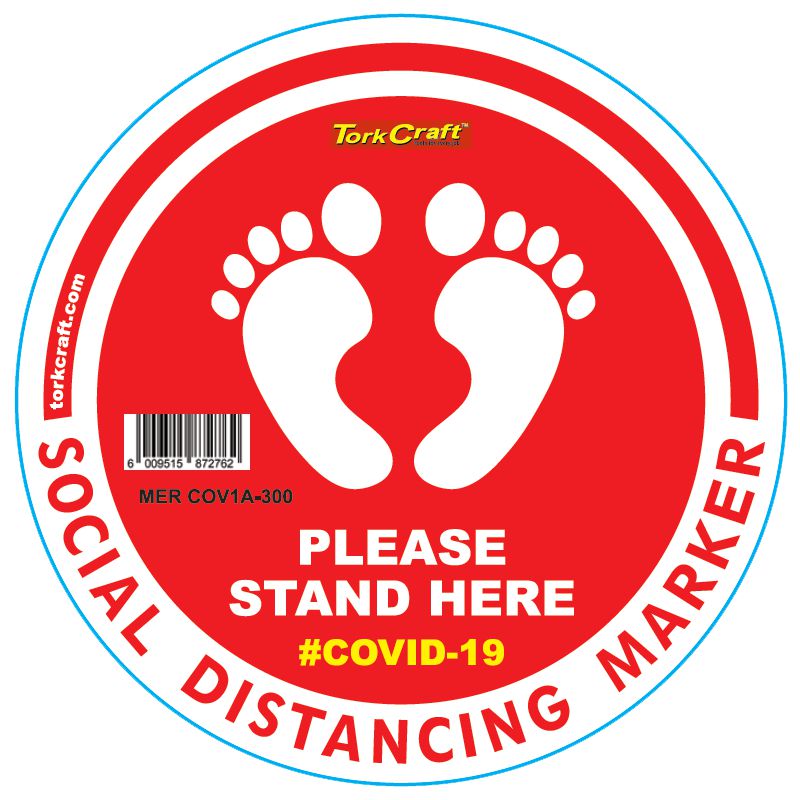 Red Feet Stand Here - 300Mm Round Social Distancing Graphic