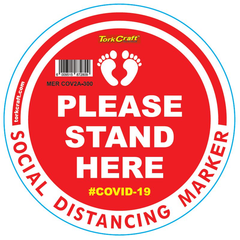 Red Small Feet Stand Here - 300Mm Round Social Distancing Graphic