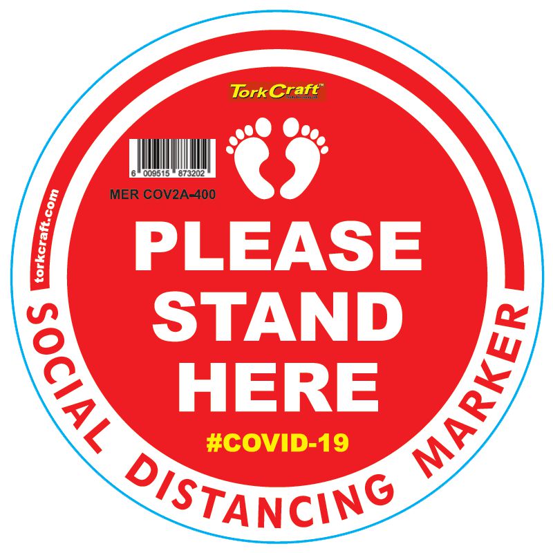 Red Small Feet Stand Here - 400Mm Round Social Distancing Graphic