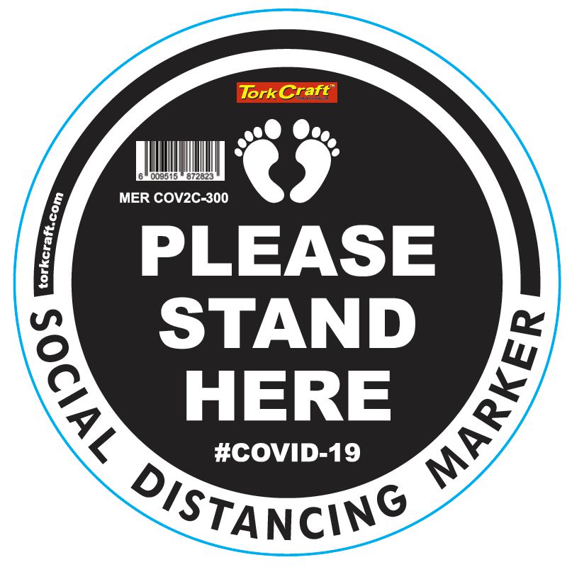 Black Small Feet Stand Here - 300Mm Round Social Distancing Graphic