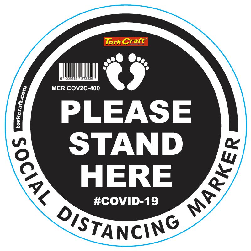 Black Small Feet Stand Here - 400Mm Round Social Distancing Graphic