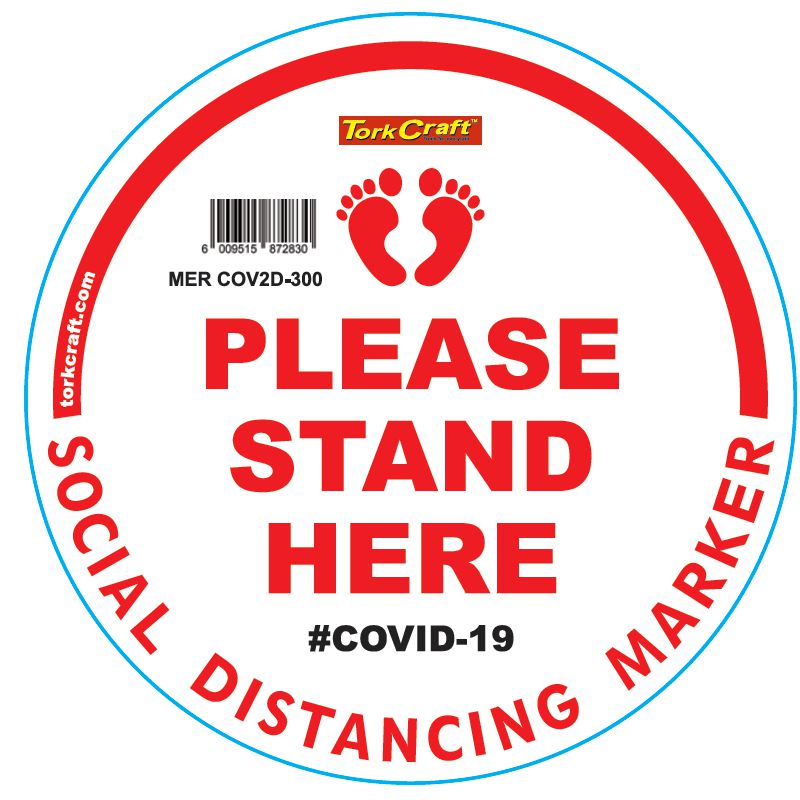 White Small Feet Stand Here - 300Mm Round Social Distancing Graphic