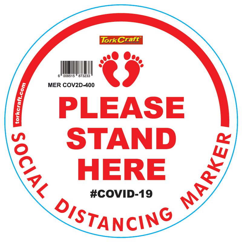 White Small Feet Stand Here - 400Mm Round Social Distancing Graphic