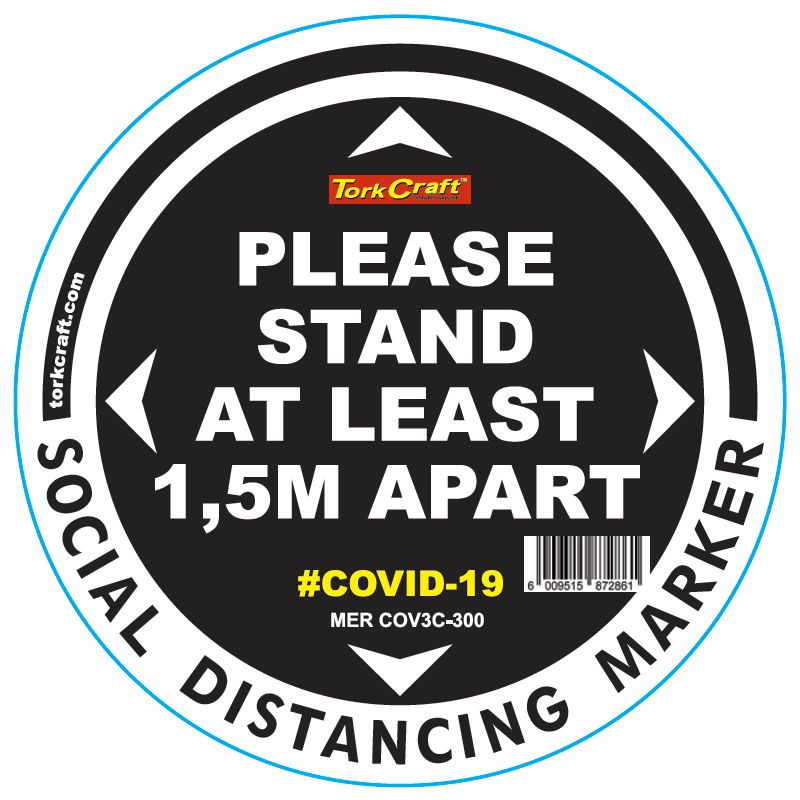 Black 1.5M Apart - 300Mm Round Social Distancing Graphic