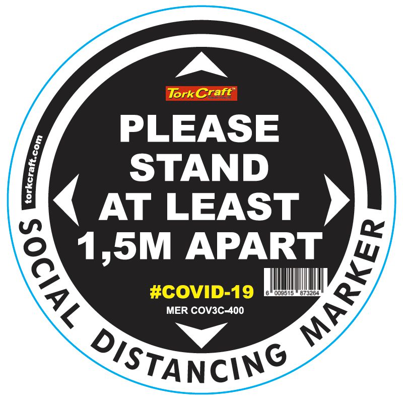 Black 1.5M Apart - 400Mm Round Social Distancing Graphic