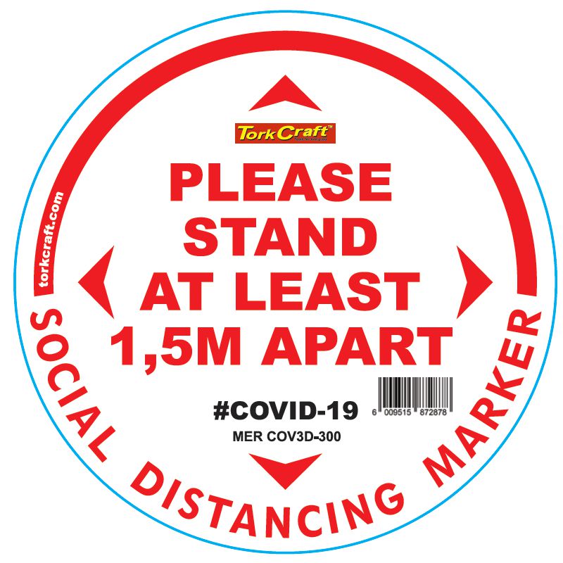 White 1.5M Apart - 300Mm Round Social Distancing Graphic