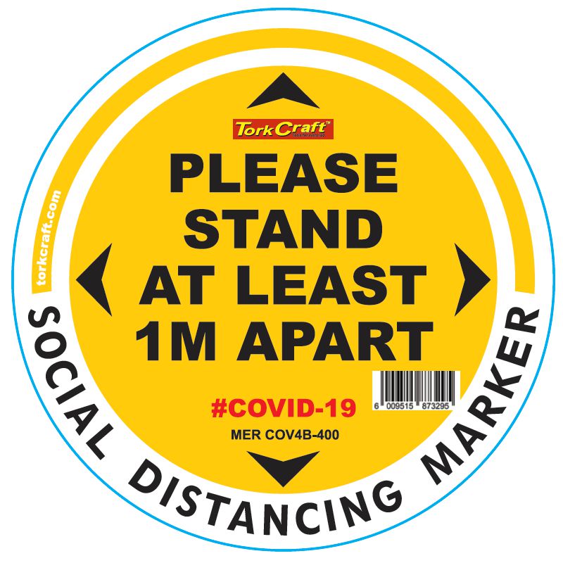 Yellow 1M Apart - 400Mm Round Social Distancing Graphic