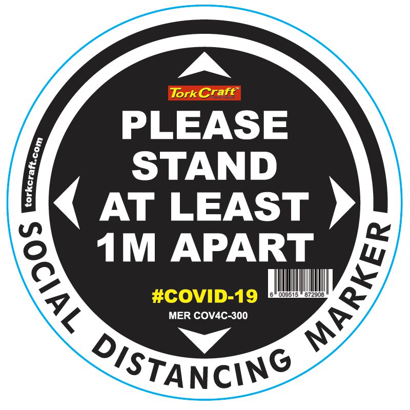 Black 1M Apart - 300Mm Round Social Distancing Graphic