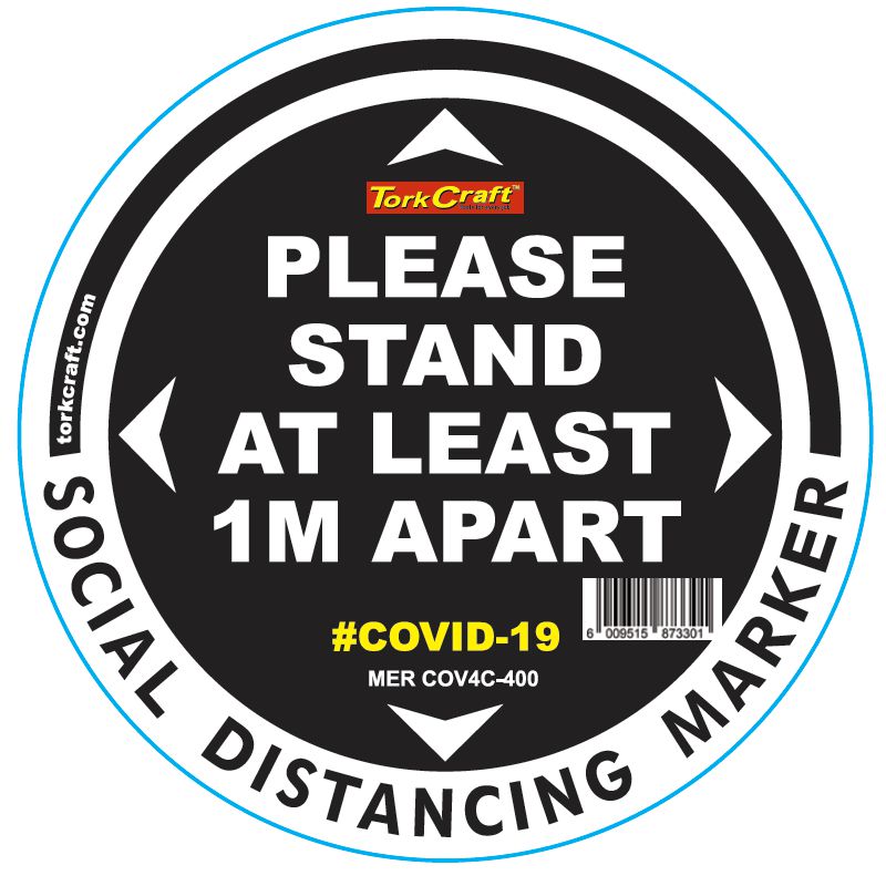 Black 1M Apart - 400Mm Round Social Distancing Graphic