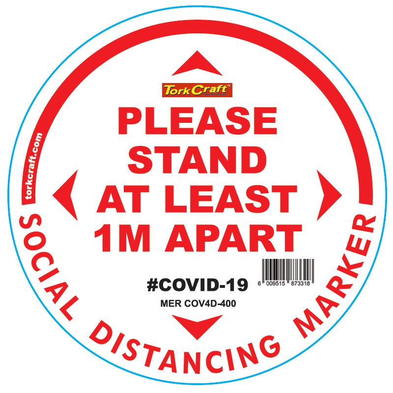 White 1M Apart - 400Mm Round Social Distancing Graphic