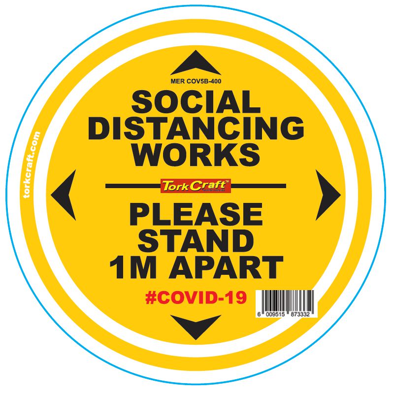 Double Yellow 1M Apart - 400Mm Round Social Distancing Graphic