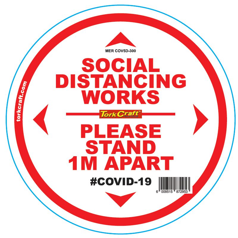 Double White 1M Apart - 300Mm Round Social Distancing Graphic