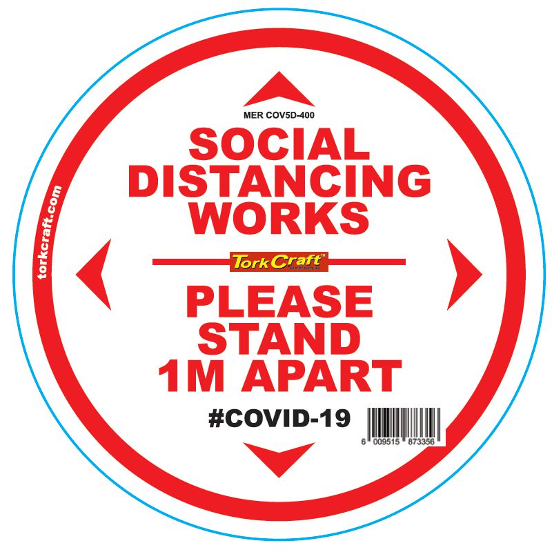 Double White 1M Apart - 400Mm Round Social Distancing Graphic