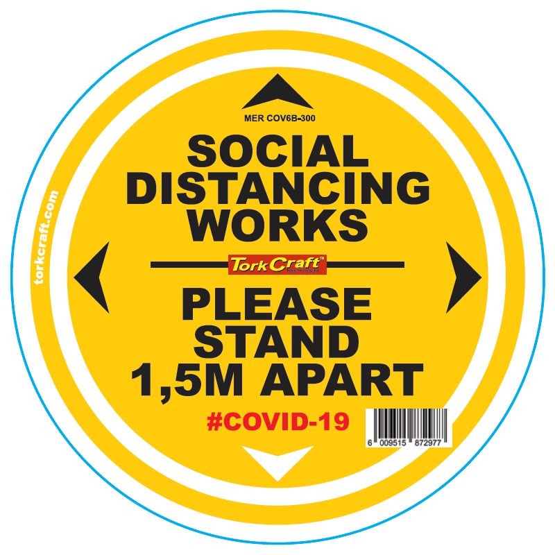 Double Yellow 1.5M Apart - 300Mm Round Social Distancing Graphic