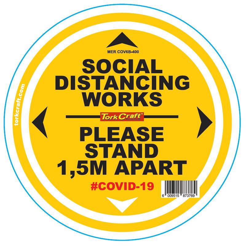 Double Yellow 1.5M Apart - 400Mm Round Social Distancing Graphic