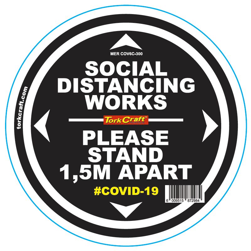 Double Black 1.5M Apart - 300Mm Round Social Distancing Graphic