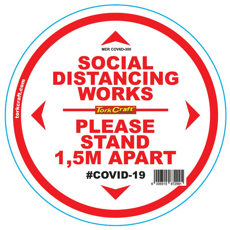 Double White 1.5M Apart - 300Mm Round Social Distancing Graphic