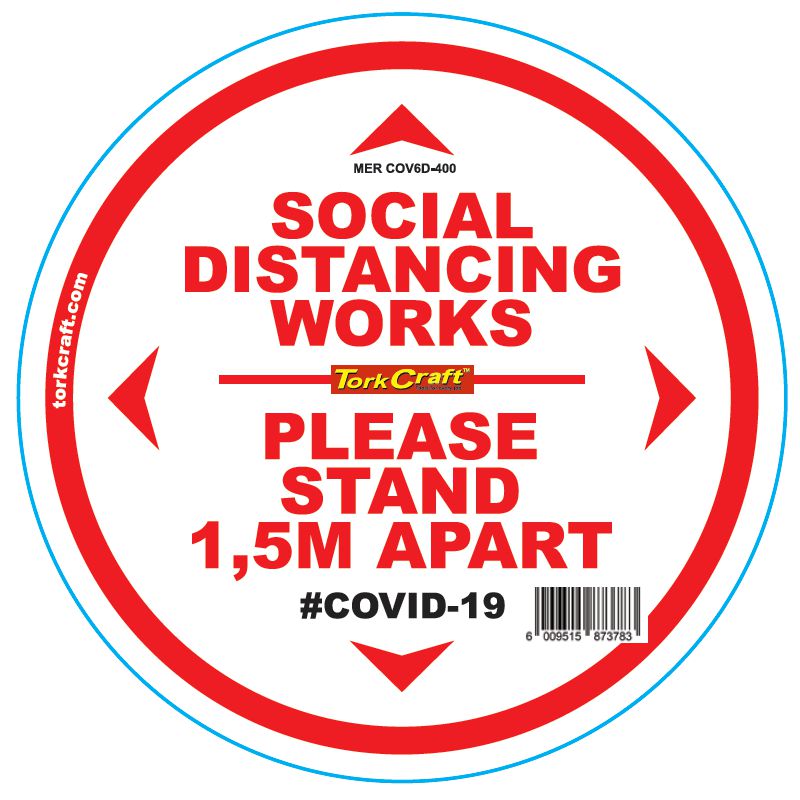 Double White 1.5M Apart - 400Mm Round Social Distancing Graphic