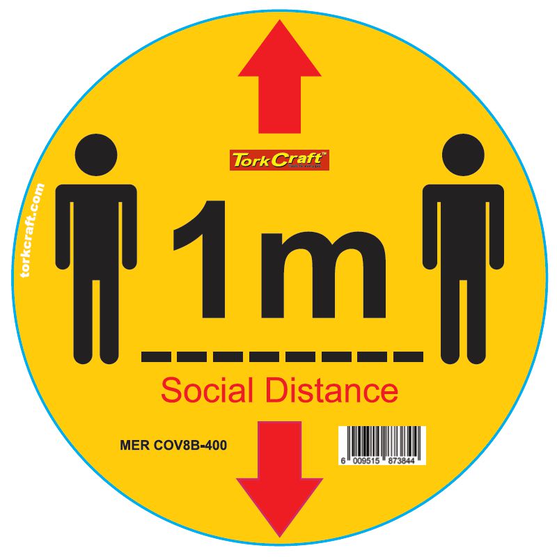 Yellow 1M Dbl Arrow - 400Mm Round Social Distancing Graphic