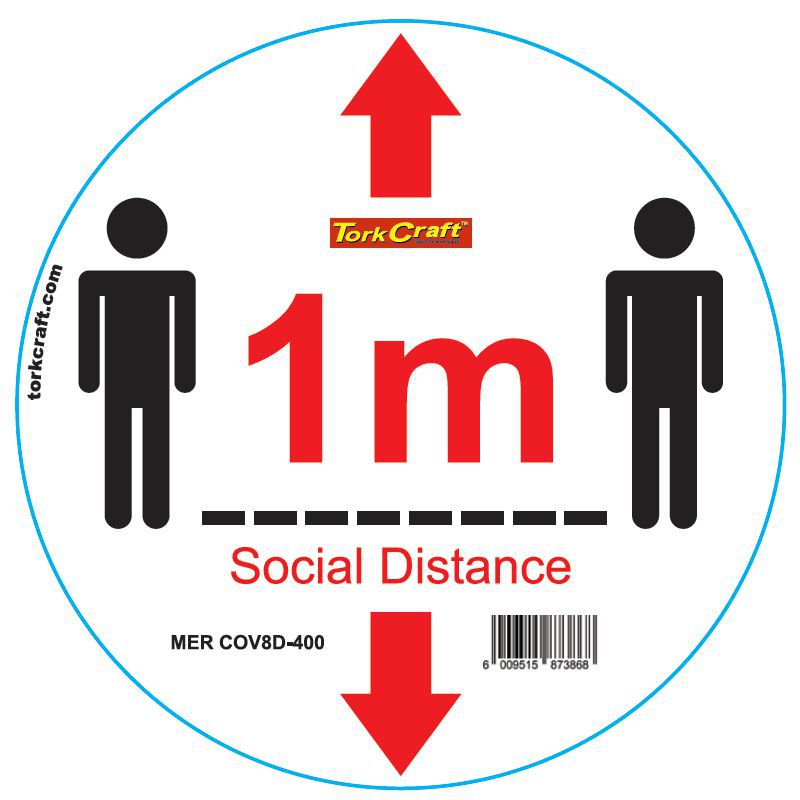 White 1M Dbl Arrow - 300Mm Round Social Distancing Graphic