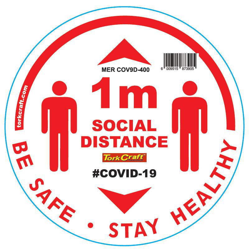 White 1M Dbl Arrow Filled - 300Mm Round Social Distancing Graphic