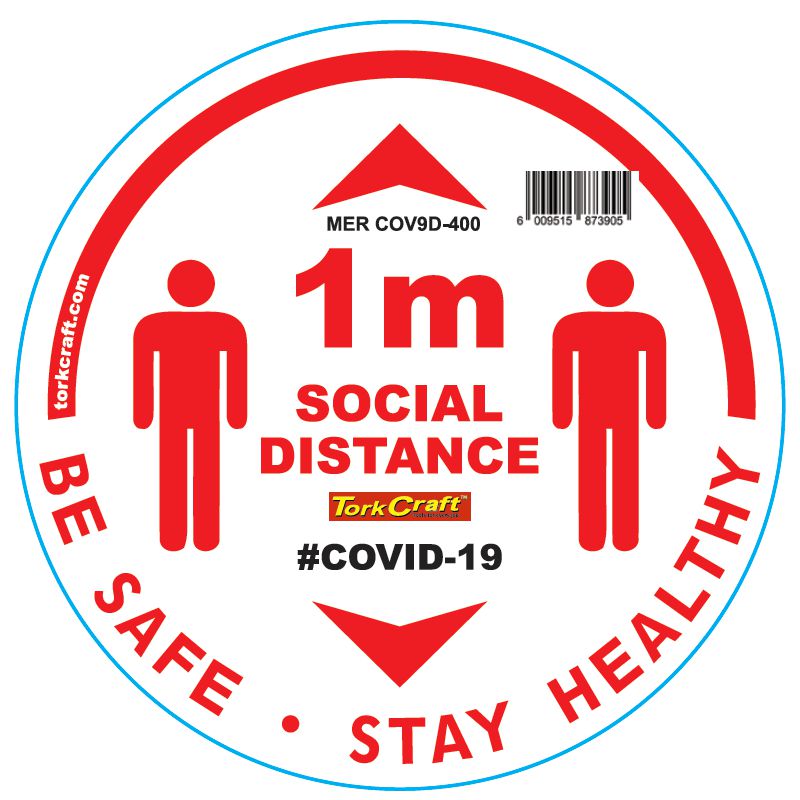 White 1M Dbl Arrow Filled - 400Mm Round Social Distancing Graphic