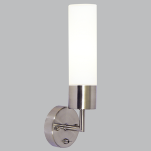 Brightstar ML005 Satin Chrome Wall Bracket with White Glass (IP44 Rated)