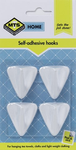 Mts Home Plastic Single Adhesv Hook 4Pc