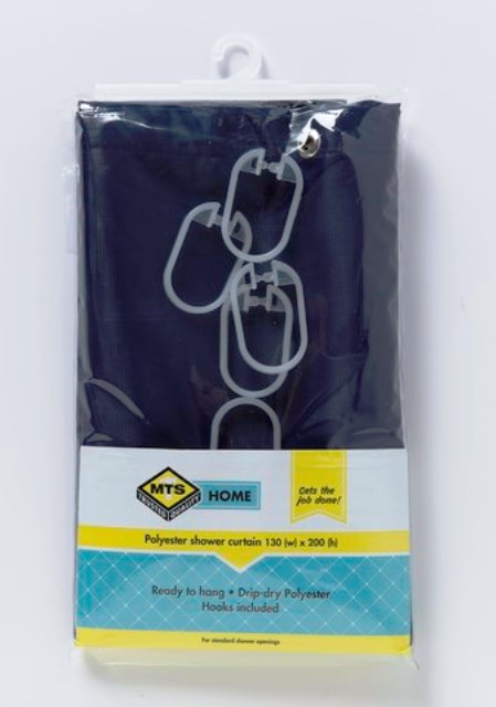 Mts Home Std Drip Dry Shwer Curtain Navy