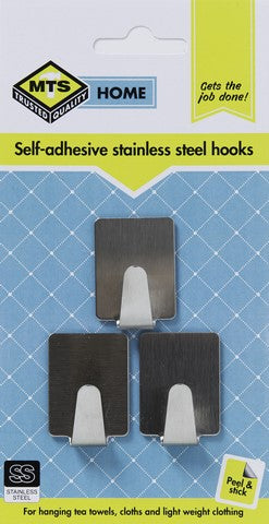 Mts Home Small Rectangle Ss Hook 3Pc