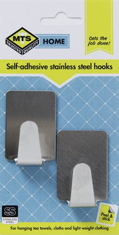 Mts Home Med Rectangle Ssteel Hook 2Pc
