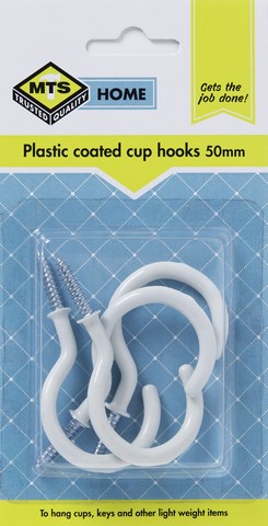 Mts Home Cup Hooks 50Mm P/Coated 4Pc