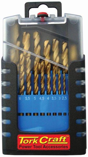 19 Pcs Fully Ground Tin Coated Drill Set In Rose Grip Box