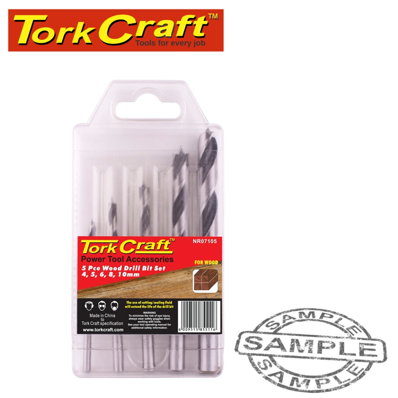 Wood Drill Bit Set 5Pc 4-5-6-8-10Mm