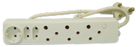 GAP 6 Way Multiplug Extender: 1x Schuko, 2x Euro, 3x 3-Pin Sockets (SKU O416/1)