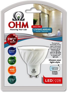 OHM LED GU10 5W COB GLOBE CDL