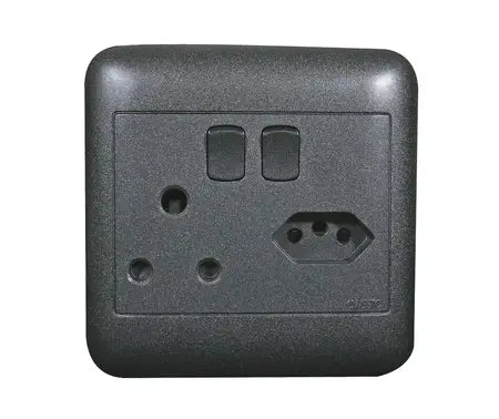 4X4 Single+2P Black Switch Socket