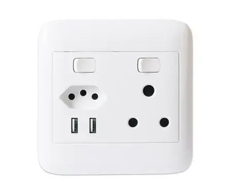 1X3 Pin Sa Socket, 1 X Za Socket, 2 X Usb''S 4X4 White